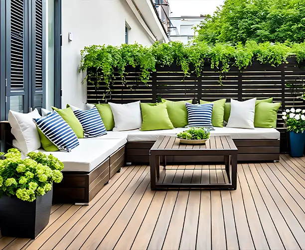 Cozy Patio Lounge With Greenery