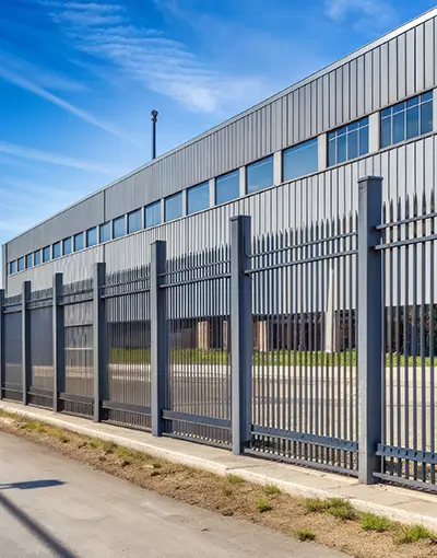 Industrial Building With Fence Exterior