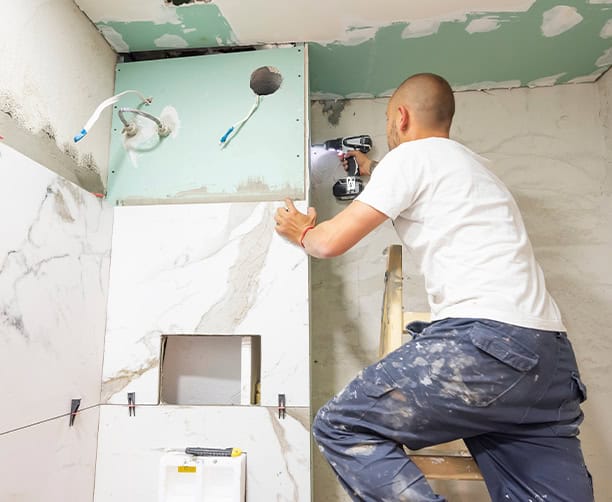 Bathroom Tile Installation With Power Drill